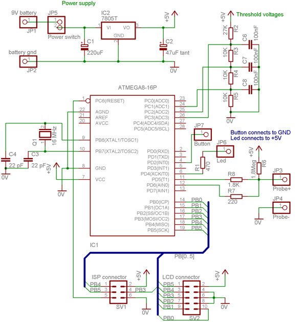 capmeter AVR circuit schematics