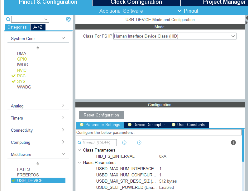 STM32CubeMx HID mouse