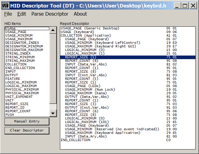 USB HID descriptor generator 