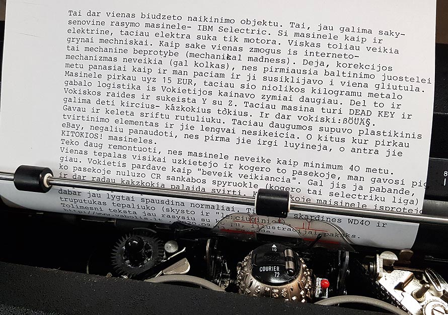 IBM Selectric typewrite rasymo masinele