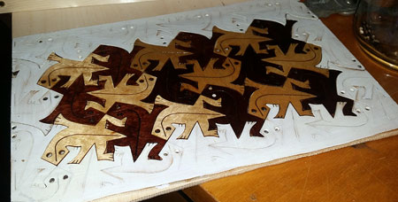 tessellation - Escher lizards laser cut