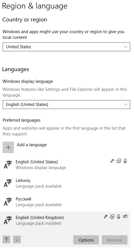 windows 10 english language packs