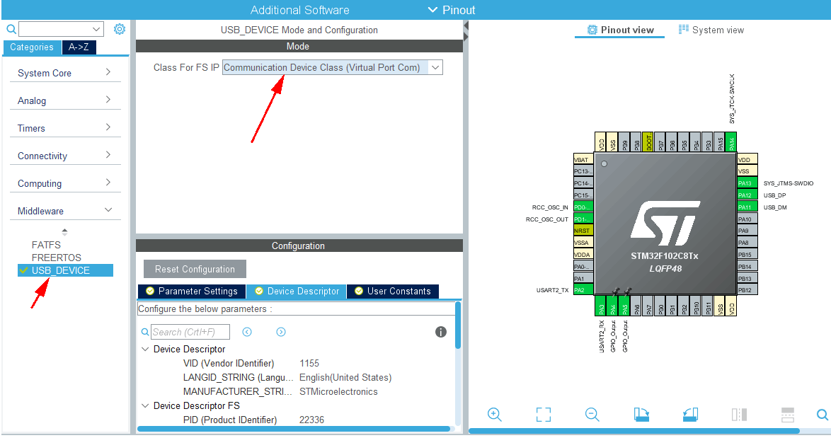 STM32F102 as USB2COM dongle USART port serial USB