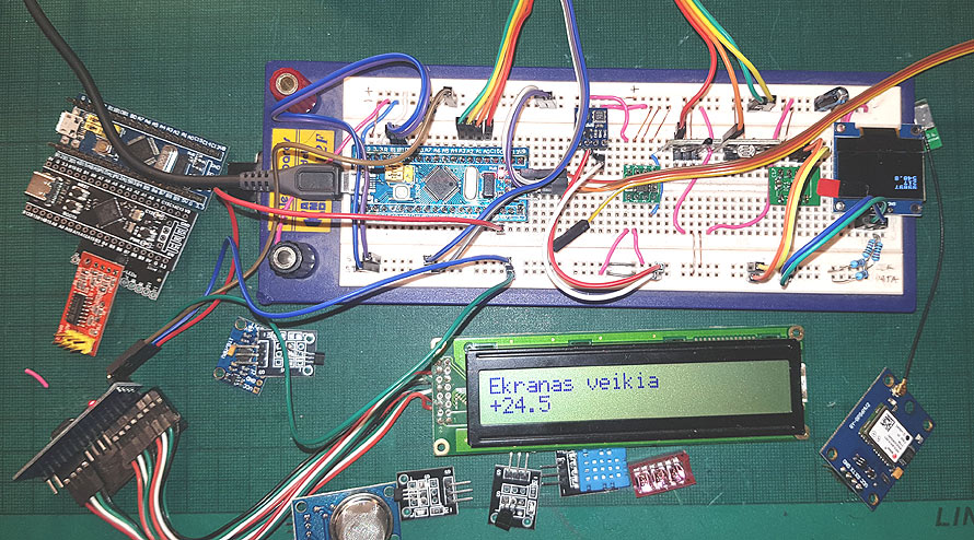 STM32F103 blue pill with OLED, I2c LM75 BM180 MAX44007 PCF8574