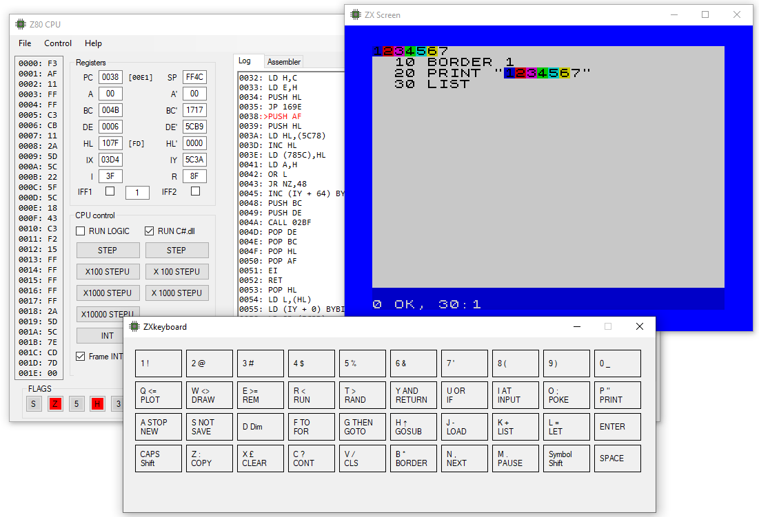 zx spectrum debug